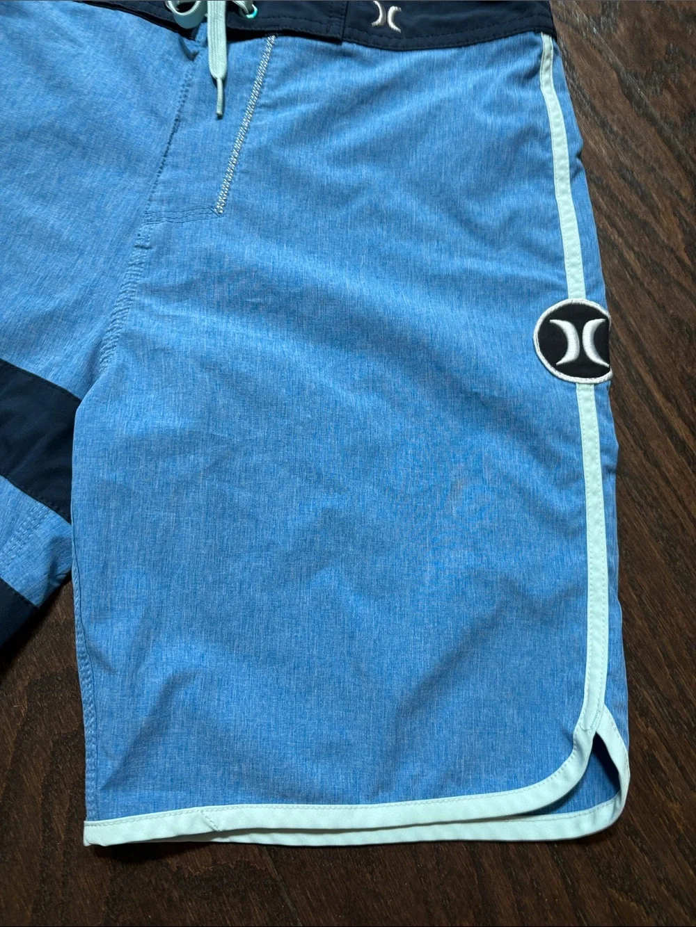 Hurley Light Blue Swim Boardshorts with Navy Trim
